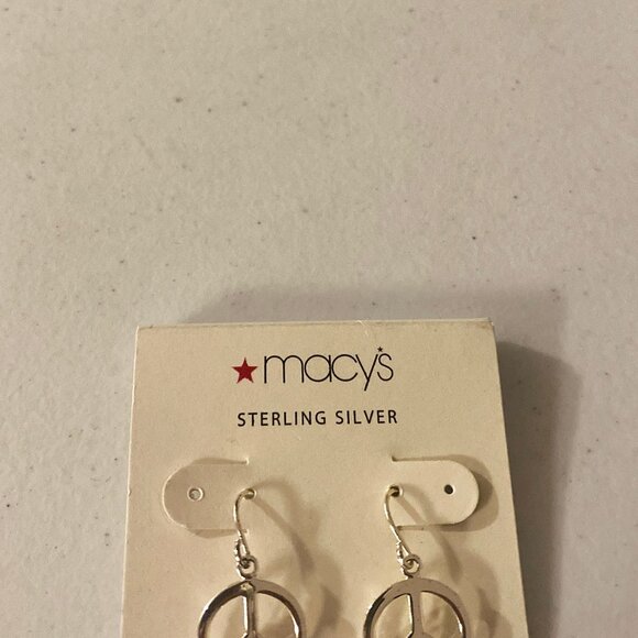 Macy's Sterling Silver Peace Sign Earrings - Picture 2 of 4